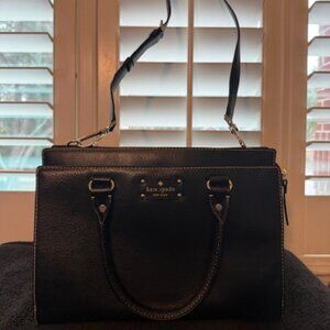 Kate Spade WKRU2486 Wellesy Durham Black Triple compartment Tote/Satchel Bag